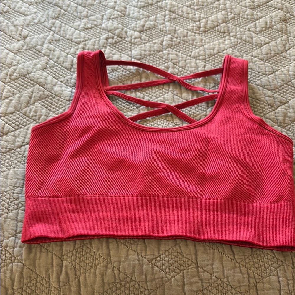 NWOT French LaundryRed Strappy Sports Bra Sz. XL